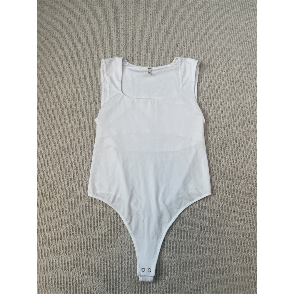 Intimately Free People Women's M/L Luna White Square Neck Bodysuit